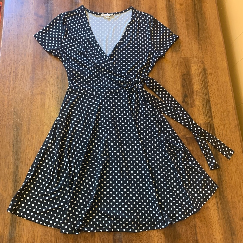Rolla Coster dress Small Black Polka Dot Side Tie Wrap Dress A-Line